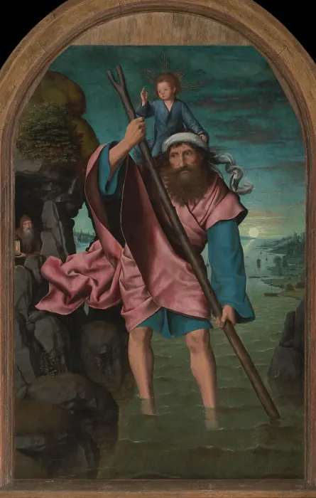 Framed Print : Saint Christopher, 1490. Creator: Massys, Quentin (1466-1530) Framed Print : Saint Christopher, 1490. Creator: Massys, Quentin (1466-1530)