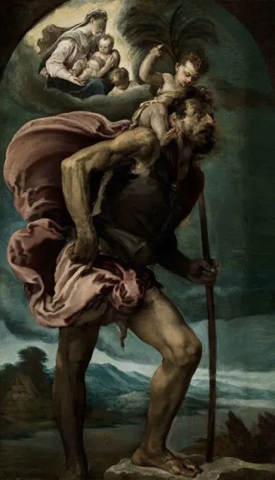Framed Print : Saint Christopher, 1559. Artist: Bassano, Jacopo, il vecchio (ca. 1510-1592) Framed Print : Saint Christopher, 1559. Artist: Bassano, Jacopo, il vecchio (ca. 1510-1592)