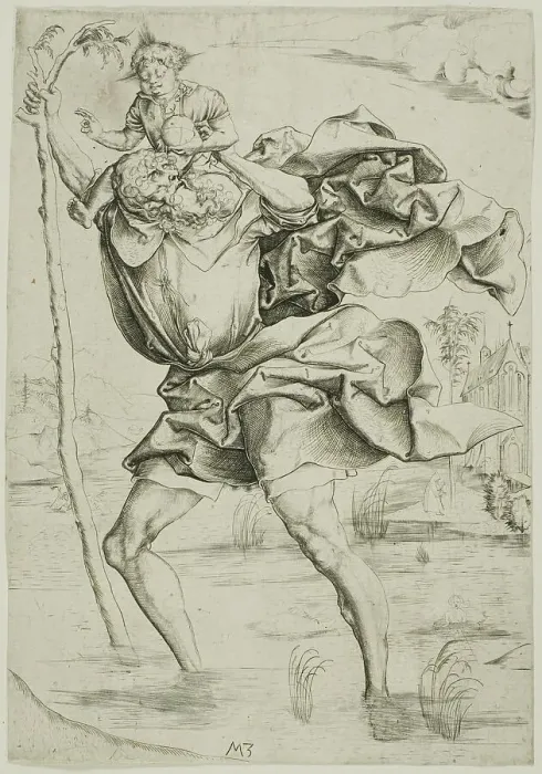 Framed Print : Saint Christopher, c. 1500. Creator: Master MZ Framed Print : Saint Christopher, c. 1500. Creator: Master MZ