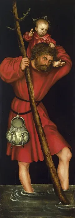 Framed Print : Saint Christopher, ca 1514. Artist: Cranach, Lucas, the Elder (1472-1553) Framed Print : Saint Christopher, ca 1514. Artist: Cranach, Lucas, the Elder (1472-1553)
