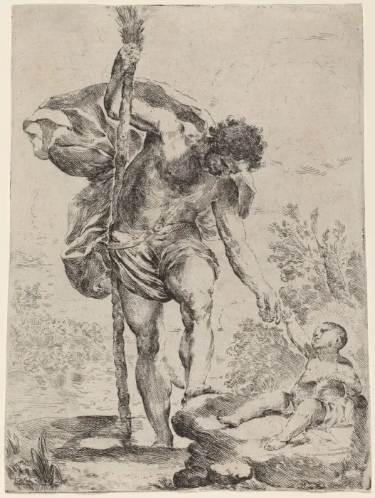 Framed Print : Saint Christopher Giving His Hand to the Infant Jesus, 1650s. Creator: Francesco Amato Framed Print : Saint Christopher Giving His Hand to the Infant Jesus, 1650s. Creator: Francesco Amato