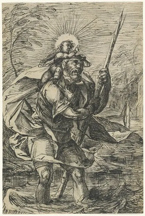Framed Print : Saint Christopher (recto), 1615 / 1620. Creator: Hermann Weyer Framed Print : Saint Christopher (recto), 1615 / 1620. Creator: Hermann Weyer