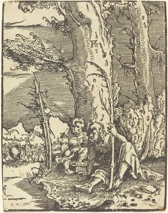 Framed Print : Saint Christopher Seated by a River Bank, c. 1515 / 1517. Creator: Albrecht Altdorfer Framed Print : Saint Christopher Seated by a River Bank, c. 1515 / 1517. Creator: Albrecht Altdorfer