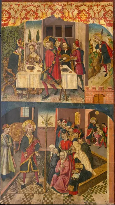 Framed Print : Saint Christopher Taking Leave of the King Who Feared Satan Framed Print : Saint Christopher Taking Leave of the King Who Feared Satan