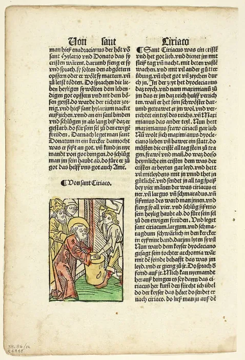 Framed Print : Saint Ciriaco from Heiligenleben (The Lives of Saints), Plate 12 from Woodcuts from... 1929. Creators: Unknown, Johann Schönsperger the Elder, Jacobus de Voragine, Wilhelm Ludwig Schreiber Framed Print : Saint Ciriaco from Heiligenleben (The Lives of Saints), Plate 12 from Woodcuts from... 1929. Creators: Unknown, Johann Schönsperger the Elder, Jacobus de Voragine, Wilhelm Ludwig Schreiber