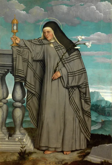 Framed Print : Saint Clare of Assisi, 1548. Creator: Moroni, Giovan Battista (1520 / 25-1578) Framed Print : Saint Clare of Assisi, 1548. Creator: Moroni, Giovan Battista (1520 / 25-1578)