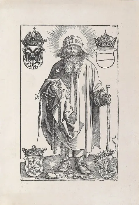 Framed Print : Saint Coloman (Johannes Stabius as Saint Coloman), 1513. Creator: Dürer, Albrecht (1471-1528) Framed Print : Saint Coloman (Johannes Stabius as Saint Coloman), 1513. Creator: Dürer, Albrecht (1471-1528)