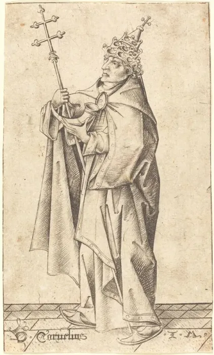 Framed Print : Saint Cornelius, c. 1470. Creator: Israhel van Meckenem Framed Print : Saint Cornelius, c. 1470. Creator: Israhel van Meckenem