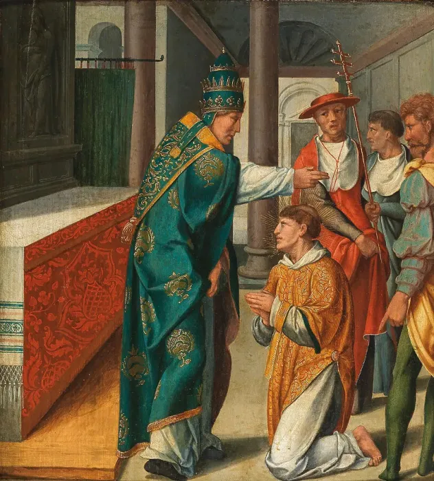Framed Print : Saint Cyriacus refuses Idolatry (Cyriacus altar from St. Kunibert in Cologne), after 1532. Creator: Bruyn, Bartholomaeus (Barthel), the Elder (1493-1555) Framed Print : Saint Cyriacus refuses Idolatry (Cyriacus altar from St. Kunibert in Cologne), after 1532. Creator: Bruyn, Bartholomaeus (Barthel), the Elder (1493-1555)