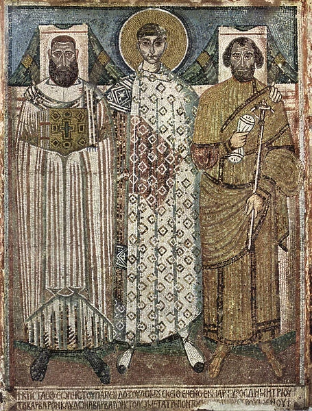 Saint Demetrius of Thessaloniki with the donors, 6th-7th century. Artist: Master of Hagios Demetrios (End of 6th cen. )