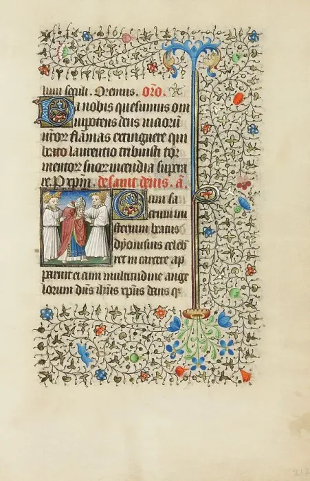 Framed Print : Saint Denis Carrying his Head; Book of Hours, about 1440-1450. Creator: Workshop of the Bedford Master Framed Print : Saint Denis Carrying his Head; Book of Hours, about 1440-1450. Creator: Workshop of the Bedford Master