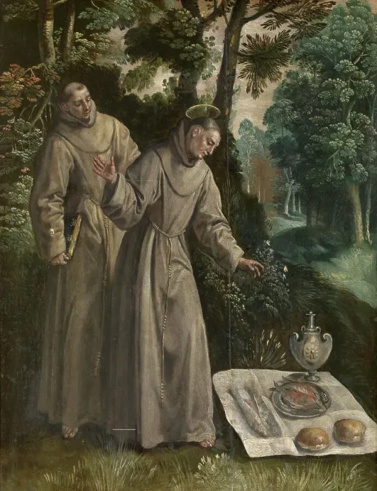 Framed Print : Saint Didacus Finds a Miraculous Meal, c1560-1600. Creator: Martin de Vos Framed Print : Saint Didacus Finds a Miraculous Meal, c1560-1600. Creator: Martin de Vos