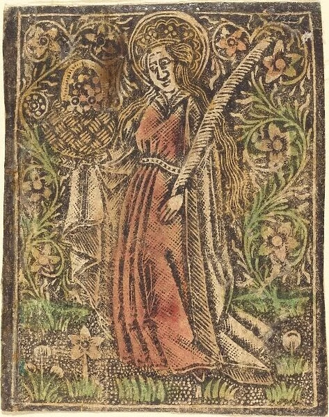 Saint Dorothy, c. 1480. Creator: Workshop of the Master of the Aachen Madonna