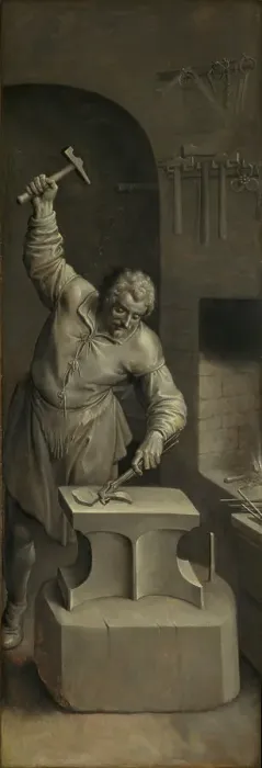 Framed Print : Saint Eligius of Noyon in his Forge, 1588. Creator: Ambrosius Francken I Framed Print : Saint Eligius of Noyon in his Forge, 1588. Creator: Ambrosius Francken I