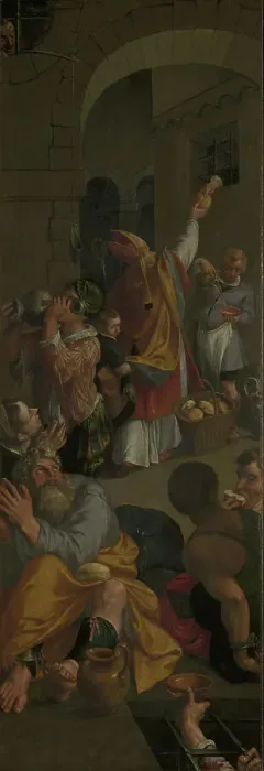 Framed Print : Saint Eligius of Noyon Visits the Prisoners, 1588. Creator: Ambrosius Francken I Framed Print : Saint Eligius of Noyon Visits the Prisoners, 1588. Creator: Ambrosius Francken I