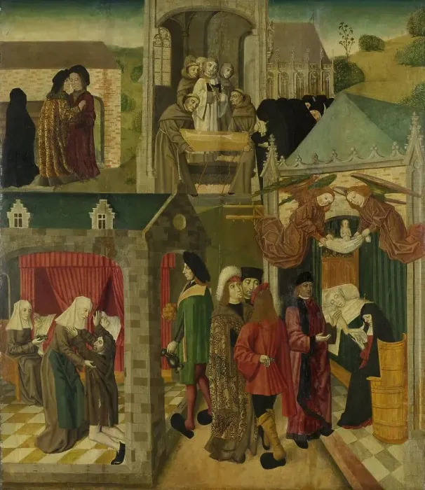 Framed Print : Saint Elizabeth of Hungary Tending the Sick in Marburg, Death of St Elizabeth, inner right wing of a Creator: Master of the St Elizabeth Panels Framed Print : Saint Elizabeth of Hungary Tending the Sick in Marburg, Death of St Elizabeth, inner right wing of a Creator: Master of the St Elizabeth Panels