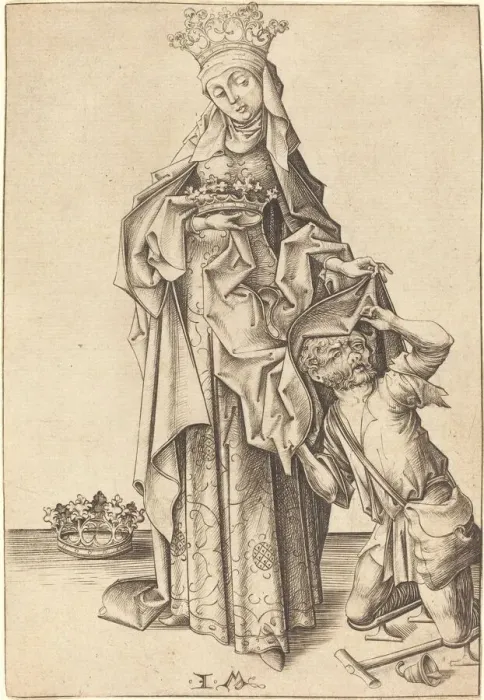 Framed Print : Saint Elizabeth of Thuringia, c. 1475 / 1480. Creator: Israhel van Meckenem Framed Print : Saint Elizabeth of Thuringia, c. 1475 / 1480. Creator: Israhel van Meckenem