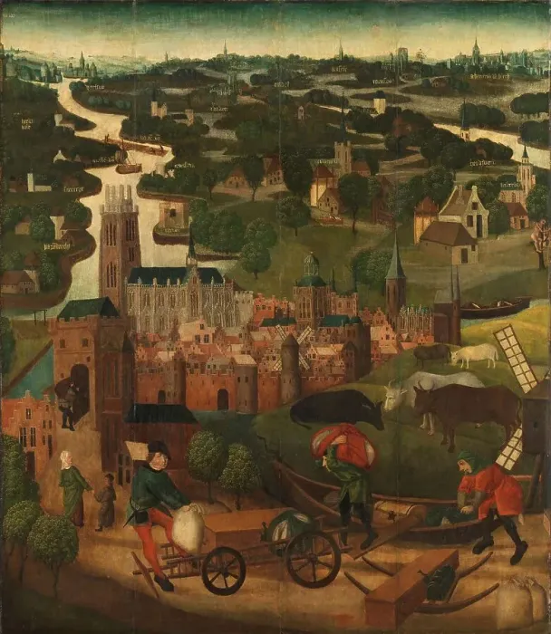 Framed Print : The Saint Elizabeth's Day Flood, c.1490-c.1495. Creator: Master of the St Elizabeth Panels Framed Print : The Saint Elizabeth's Day Flood, c.1490-c.1495. Creator: Master of the St Elizabeth Panels