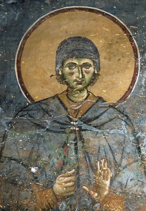Framed Print : Saint Euphrosynos the Cook of Alexandria, 12th century. Creator: Byzantine Master () Framed Print : Saint Euphrosynos the Cook of Alexandria, 12th century. Creator: Byzantine Master ()