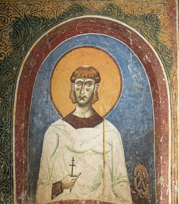 Framed Print : Saint Euplius of Catania, 12th century. Creator: Byzantine Master () Framed Print : Saint Euplius of Catania, 12th century. Creator: Byzantine Master ()