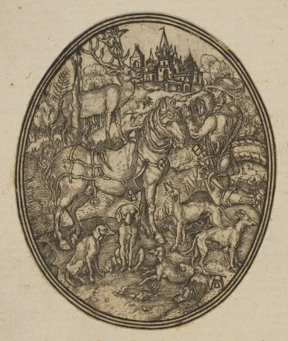 Framed Print : Saint Eustace (reduced reverse copy in oval). n. d. Creator: Unknown
