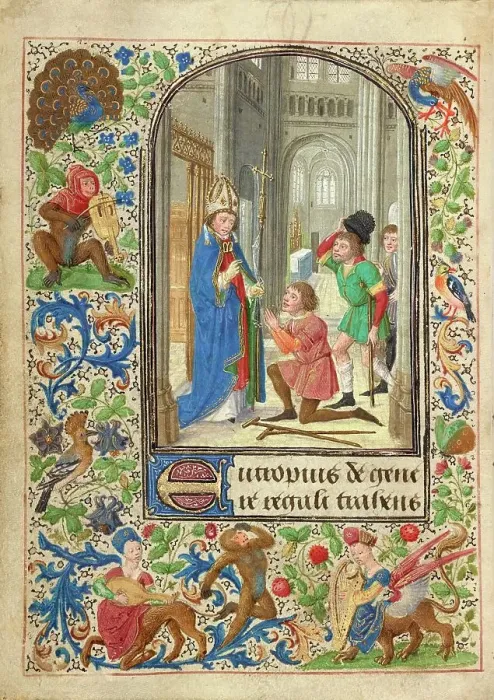 Framed Print : Saint Eutrope Healing a Person; Prayer Book of Charles the Bold, 1469. Creator: Lieven van Lathem Framed Print : Saint Eutrope Healing a Person; Prayer Book of Charles the Bold, 1469. Creator: Lieven van Lathem