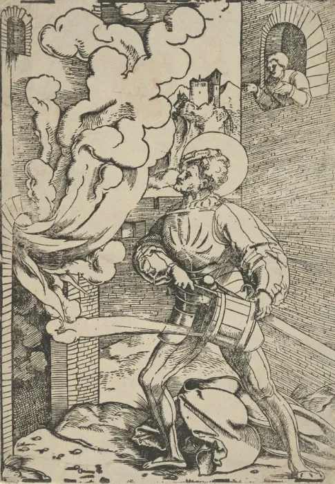 Framed Print : Saint Florian (restrike). Creator: Hans Schaufelein the Elder Framed Print : Saint Florian (restrike). Creator: Hans Schaufelein the Elder