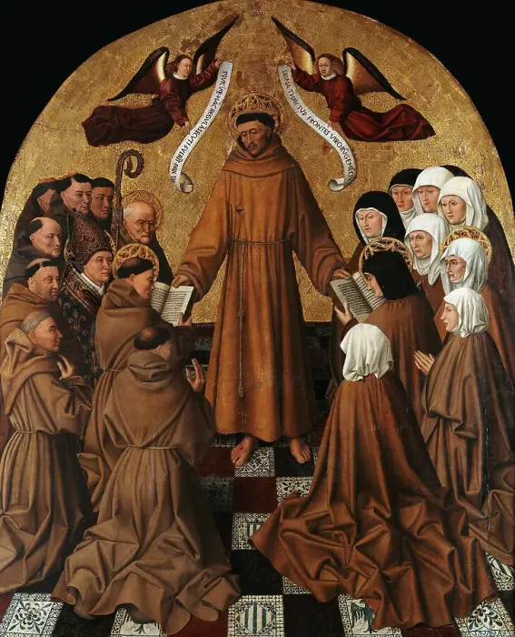 Framed Print : Saint Francis Delivers the Rule, ca 1445. Creator: Colantonio, Niccolò Antonio (ca 1420-ca 1460) Framed Print : Saint Francis Delivers the Rule, ca 1445. Creator: Colantonio, Niccolò Antonio (ca 1420-ca 1460)
