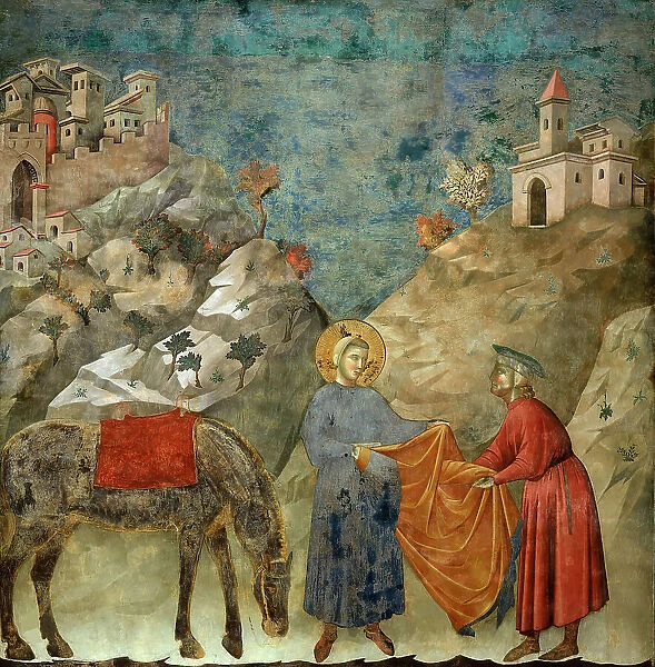 Saint Francis Giving his Mantle to a Poor Man (from Legend of Saint Francis), 1295-1300. Creator: Giotto di Bondone (1266-1377)