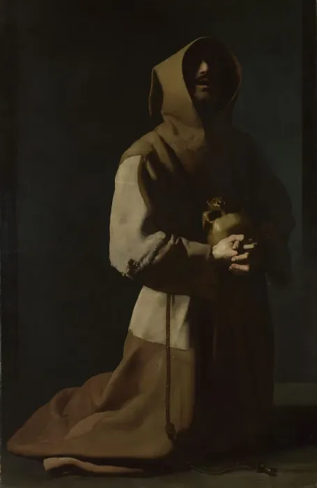 Framed Print : Saint Francis in Meditation, 1635-1640. Artist: Zurbaran, Francisco, de (1598-1664) Framed Print : Saint Francis in Meditation, 1635-1640. Artist: Zurbaran, Francisco, de (1598-1664)