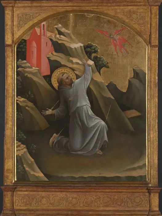 Framed Print : Saint Francis Receiving the Stigmata, c.1420. Creator: Lorenzo Monaco Framed Print : Saint Francis Receiving the Stigmata, c.1420. Creator: Lorenzo Monaco