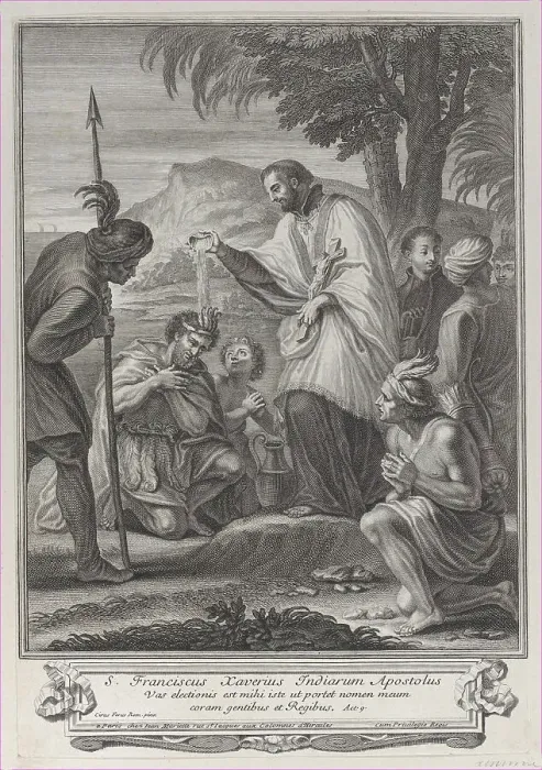 Framed Print : Saint Francis Xavier baptizing the Indians, 1714-74. Creator: Anon Framed Print : Saint Francis Xavier baptizing the Indians, 1714-74. Creator: Anon