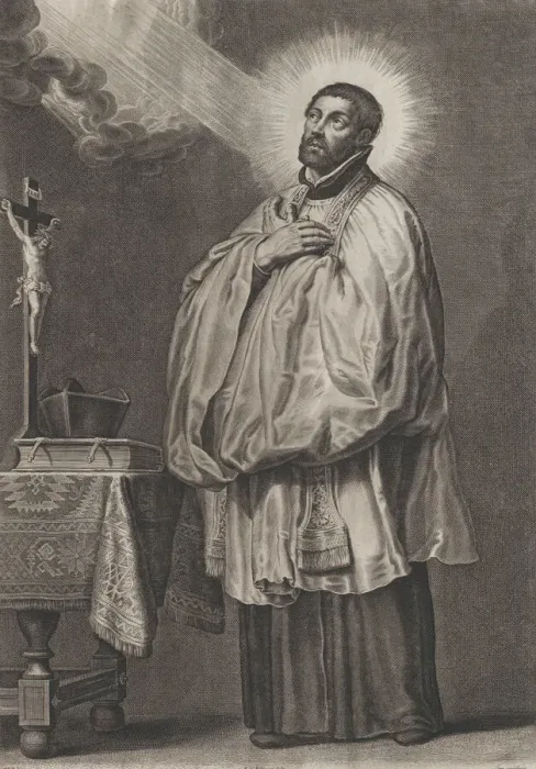 Framed Print : Saint Francis Xavier with a divine light emanating towards him from the upper left Framed Print : Saint Francis Xavier with a divine light emanating towards him from the upper left