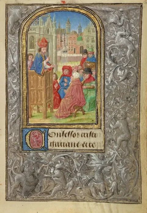Framed Print : Saint Gatian Preaching; Prayer Book of Charles the Bold, 1469. Creator: Lieven van Lathem Framed Print : Saint Gatian Preaching; Prayer Book of Charles the Bold, 1469. Creator: Lieven van Lathem