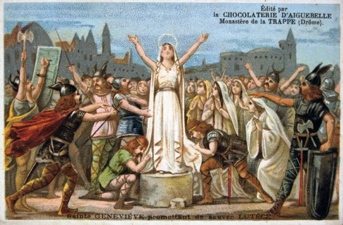 Framed Print : Saint Genevieve promises to save Lutece, Middle Ages. 19th Century. Artist: Eugene Delacroix Framed Print : Saint Genevieve promises to save Lutece, Middle Ages. 19th Century. Artist: Eugene Delacroix