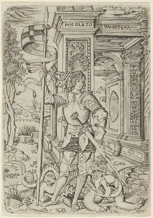 Framed Print : Saint George, c. 1510. Creator: Nicoletto da Modena Framed Print : Saint George, c. 1510. Creator: Nicoletto da Modena