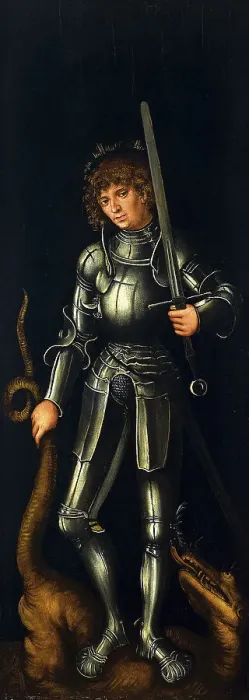 Framed Print : Saint George, ca 1514. Creator: Cranach, Lucas, the Elder (1472-1553) Framed Print : Saint George, ca 1514. Creator: Cranach, Lucas, the Elder (1472-1553)