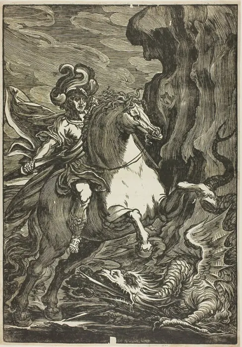 Framed Print : Saint George and the Dragon, 1570 / 1600. Creator: Giuseppe Scolari Framed Print : Saint George and the Dragon, 1570 / 1600. Creator: Giuseppe Scolari