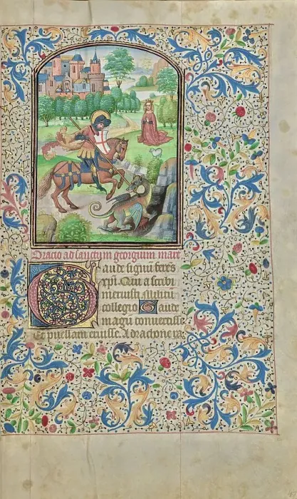 Framed Print : Saint George and the Dragon; Arenberg Hours, early 1460s. Creator: Willem Vrelant Framed Print : Saint George and the Dragon; Arenberg Hours, early 1460s. Creator: Willem Vrelant