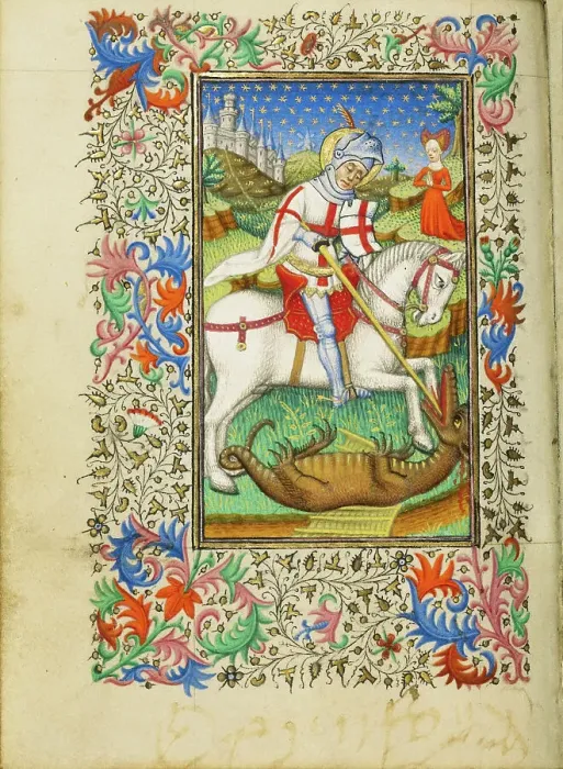 Framed Print : Saint George and the Dragon; Book of Hours, about 1430-1440. Creator: Fastolf Master Framed Print : Saint George and the Dragon; Book of Hours, about 1430-1440. Creator: Fastolf Master