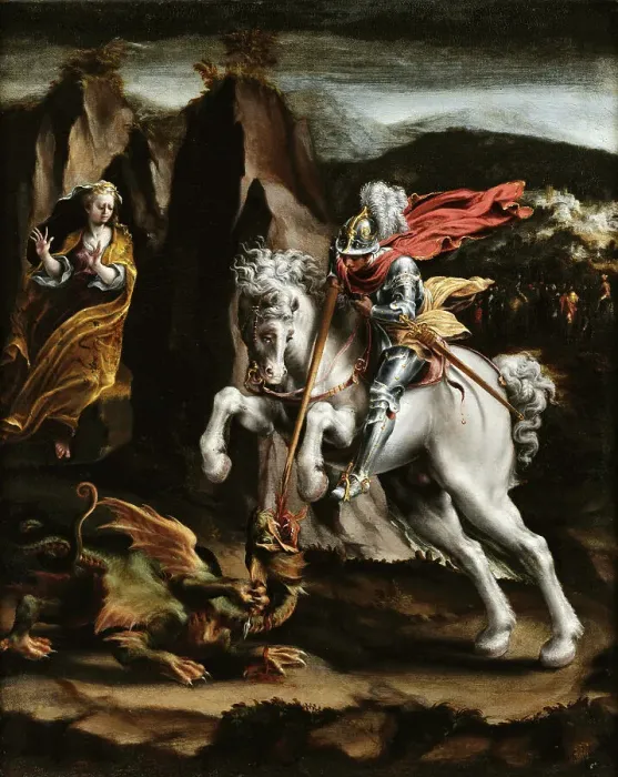 Framed Print : Saint George and the Dragon, c. 1550. Creator: Orsi, Lelio (1511-1587) Framed Print : Saint George and the Dragon, c. 1550. Creator: Orsi, Lelio (1511-1587)