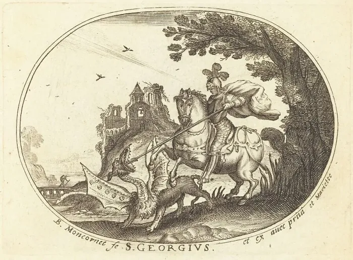 Framed Print : Saint George and the Dragon. Creator: Balthasar Moncornet Framed Print : Saint George and the Dragon. Creator: Balthasar Moncornet