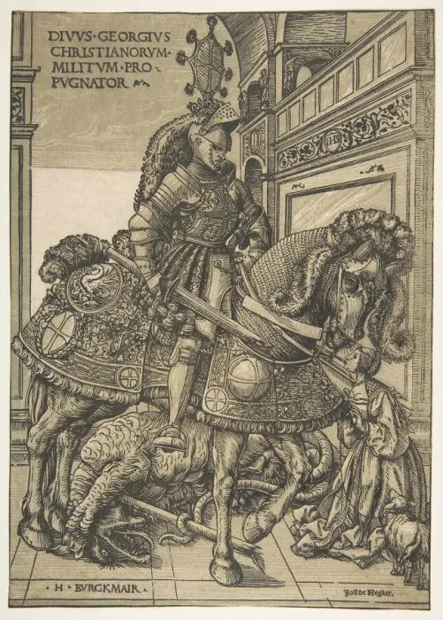 Framed Print : Saint George on Horseback, 1508 / 1518. Creator: Hans Burgkmair, the Elder Framed Print : Saint George on Horseback, 1508 / 1518. Creator: Hans Burgkmair, the Elder