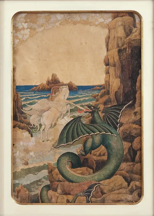 Framed Print : Saint George Killing the Dragon, 1916. Creator: Nikolay Kalmakov Framed Print : Saint George Killing the Dragon, 1916. Creator: Nikolay Kalmakov