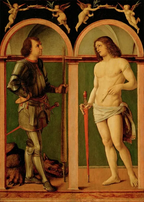 Framed Print : Saint George and Saint Sebastian, c1507 - 1510. Creator: Andrea Solario Framed Print : Saint George and Saint Sebastian, c1507 - 1510. Creator: Andrea Solario