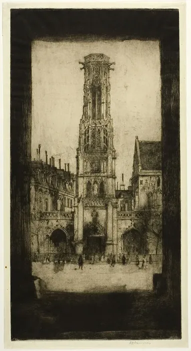 Framed Print : Saint Germain l'Auxerrois, plate two from the Paris Set, 1904. Creator: David Young Cameron Framed Print : Saint Germain l'Auxerrois, plate two from the Paris Set, 1904. Creator: David Young Cameron