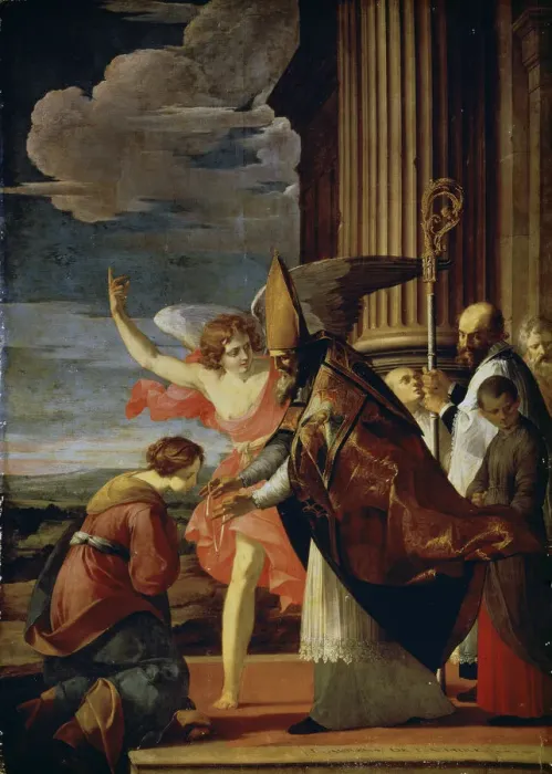 Framed Print : Saint Germanus of Auxerre and Saint Genevieve of Paris, 1630. Artist: Laurent de la Hyre Framed Print : Saint Germanus of Auxerre and Saint Genevieve of Paris, 1630. Artist: Laurent de la Hyre
