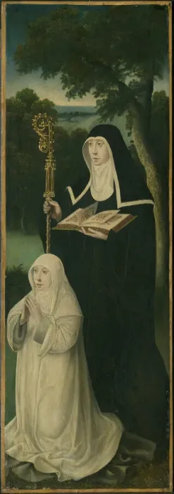 Framed Print : Saint Gertrude of Nivelles and an Augustinian Canoness, 1525 / 50. Creator: Unknown Framed Print : Saint Gertrude of Nivelles and an Augustinian Canoness, 1525 / 50. Creator: Unknown