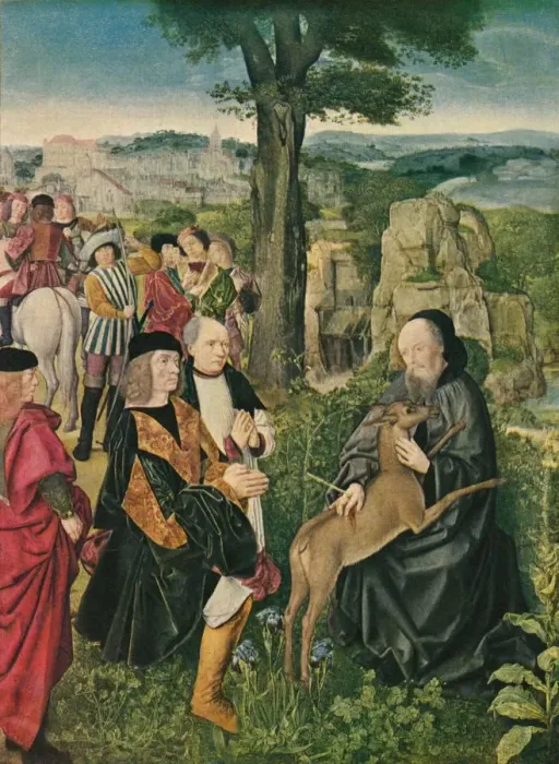 Framed Print : Saint Giles and the Deer, c1500, (1909) Framed Print : Saint Giles and the Deer, c1500, (1909)