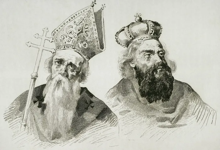 Framed Print : Saint Gregory Magister and Saint Gregory Vegaiaser, Armenian Apostolic Church, 1838. Creator: Hippolyte Lalaisse Framed Print : Saint Gregory Magister and Saint Gregory Vegaiaser, Armenian Apostolic Church, 1838. Creator: Hippolyte Lalaisse